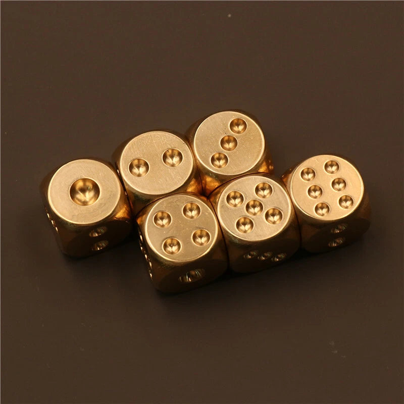 4pcs Solid Brass Dice Toy 15mm Six Sided Square EDC Metal Dice Board Game Toy 07FC0E-D4 - KOEEK