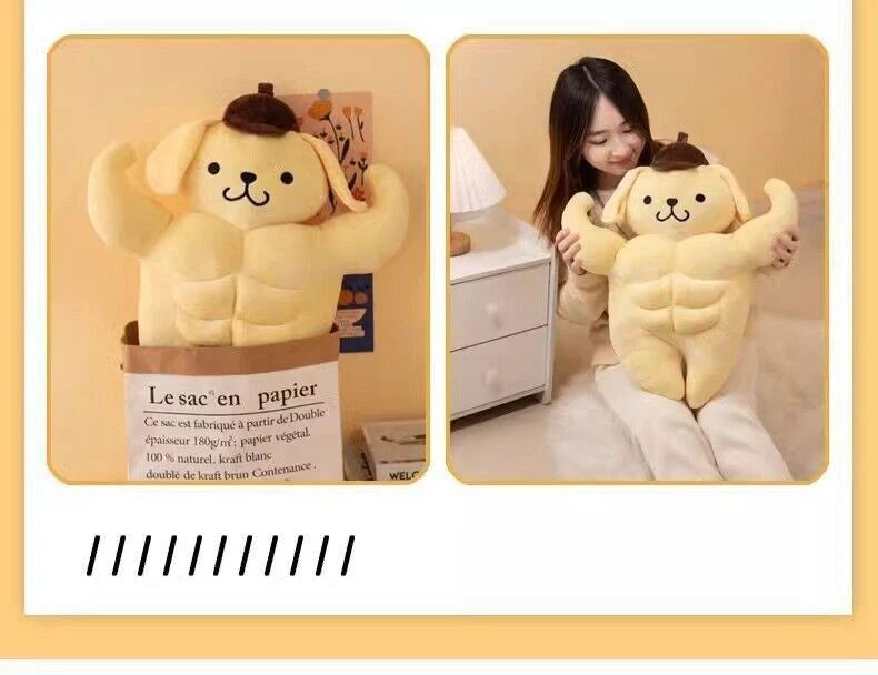Funny Muscle Pom Pom Purin Plush Doll Cute Anime Cushion Pillow Soft Stuffed Toy 07FC0E-D4 - KOEEK