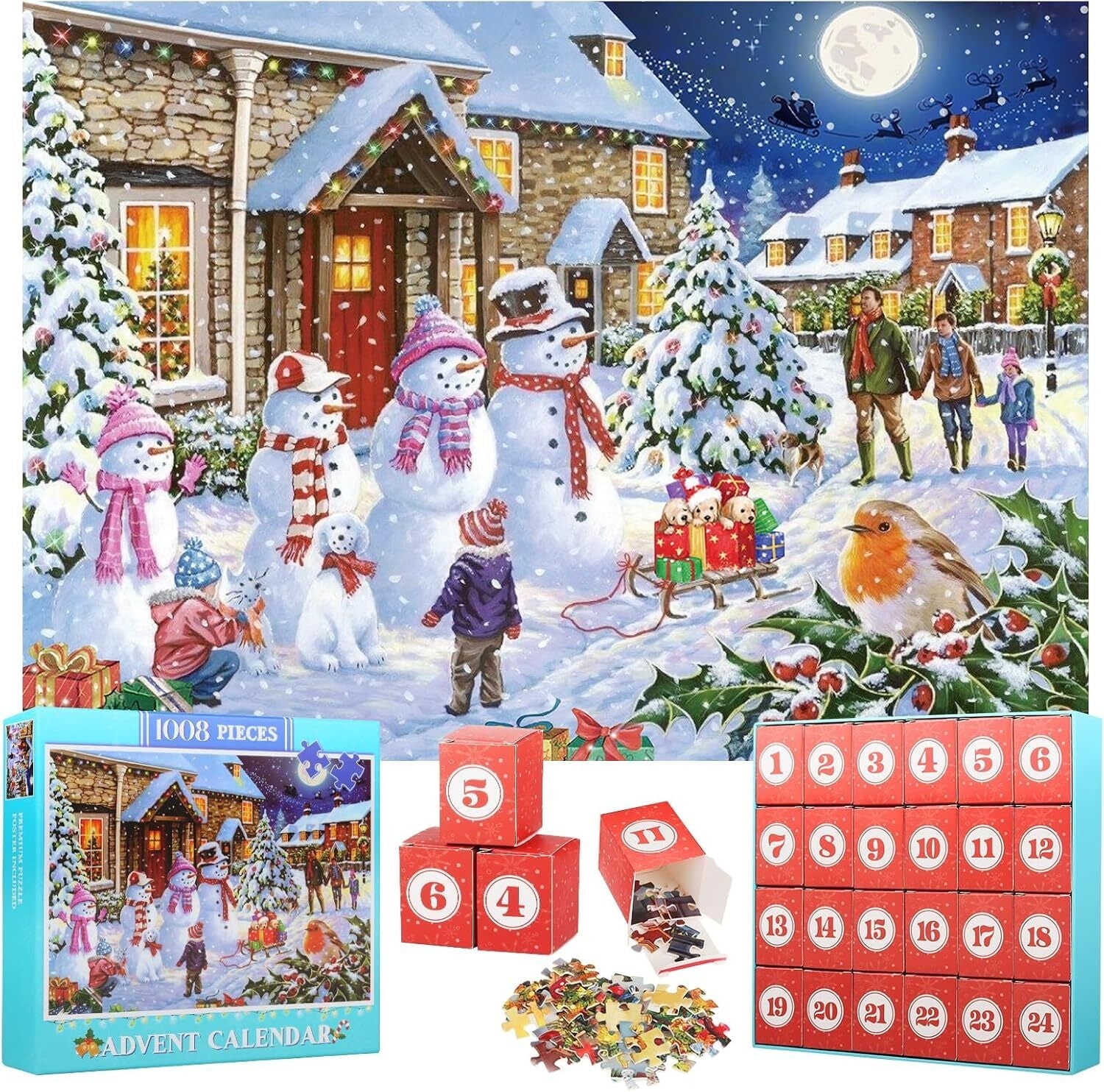 new Advent Calendar 2024 Christmas Jigsaw Puzzles, Vivid Snowman 07FC0E-D4 - KOEEK