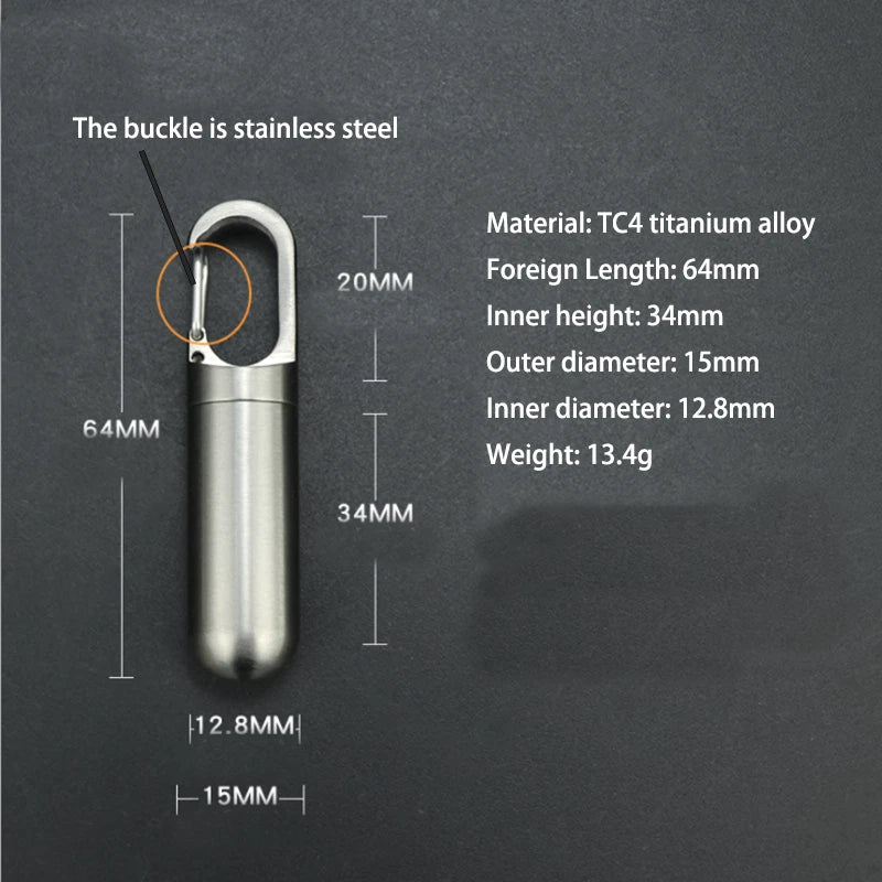 Creative Titanium Keychain Survival Waterproof Box Integrated medicine Pill Box 07FC0E-D4 - KOEEK