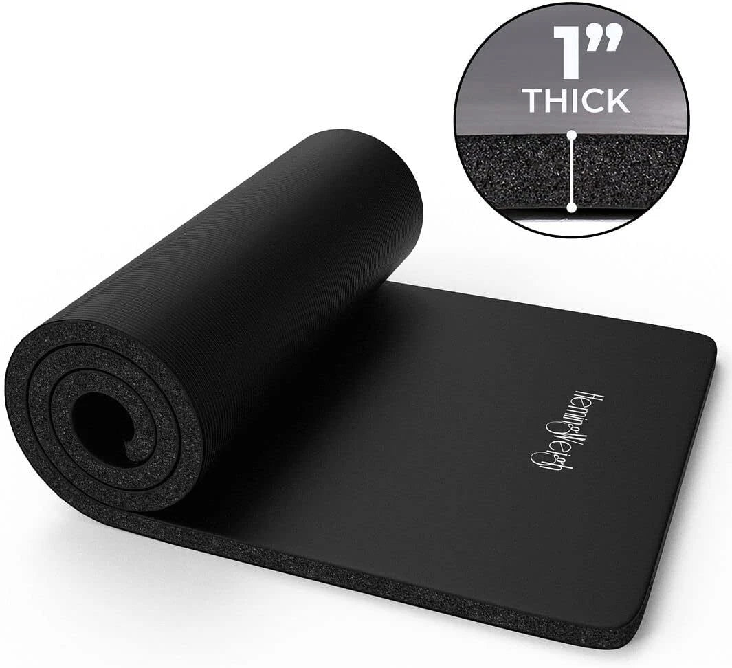 1 Inch Extra Thick Non-Slip Yoga Mat - Exercise Mat for Home Workouts, Black 07FC0E-D4 - KOEEK