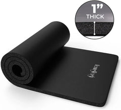 1 Inch Extra Thick Non-Slip Yoga Mat - Exercise Mat for Home Workouts, Black 07FC0E-D4 - KOEEK