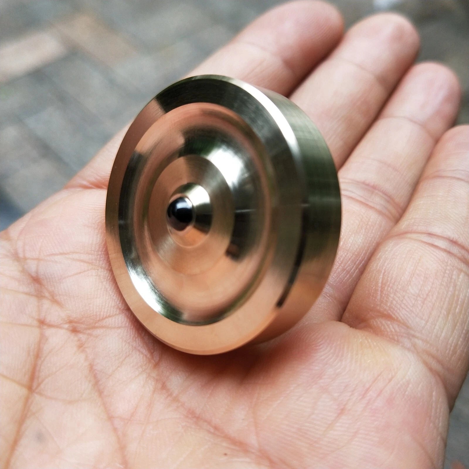 Brass Hand Twisting Spinning Top Handmade Gyro Gyroscope Spinner Toy 07FC0E-D4 - KOEEK