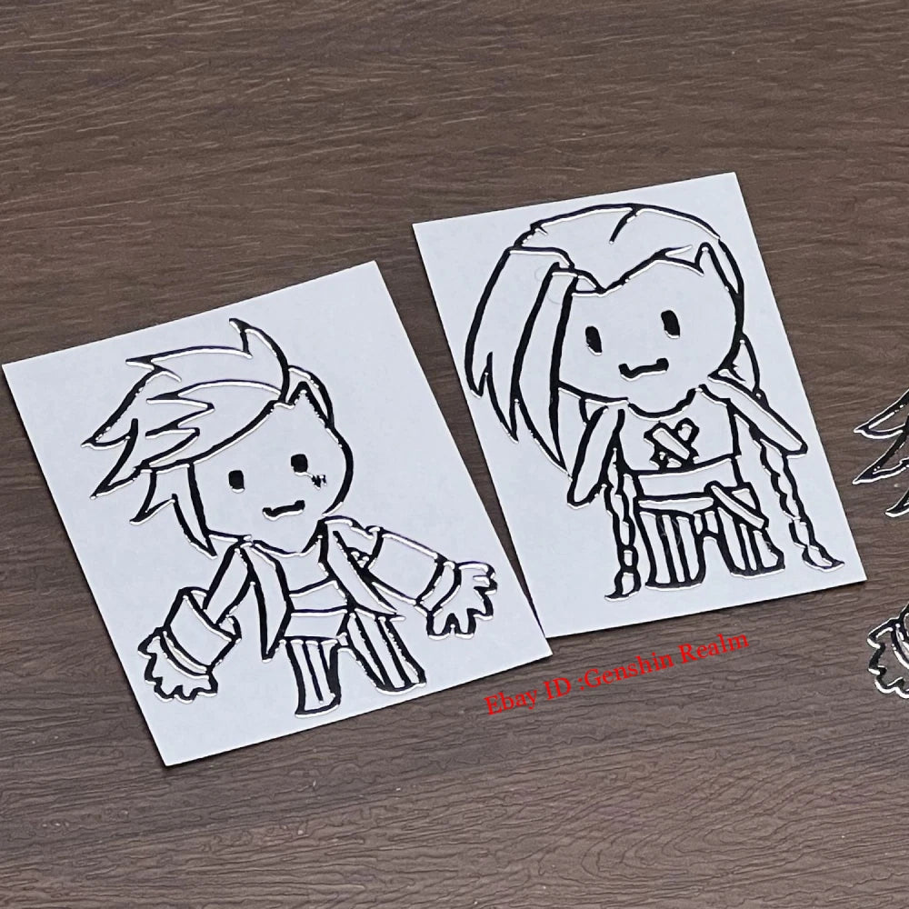 2Pcs Anime Arcane：League of Legends Jinx Waterproof Metal Stickers Decor Gift 07FC0E-D4 - KOEEK