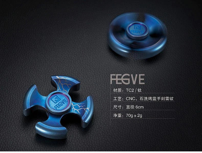FEGVE Titanium EDC Baked blue Aerolite Four-Hand quadrangle Fidget Spinner Toy 07FC0E-D4 - KOEEK