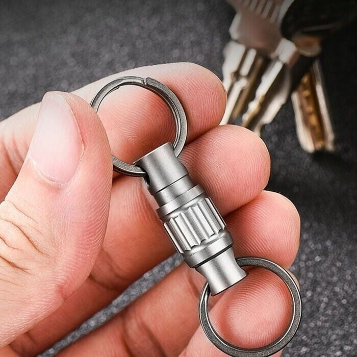 Titanium Quick Release Swivel Keychain EDC Car Key Holder with Double Key Rings 07FC0E-D4 - KOEEK
