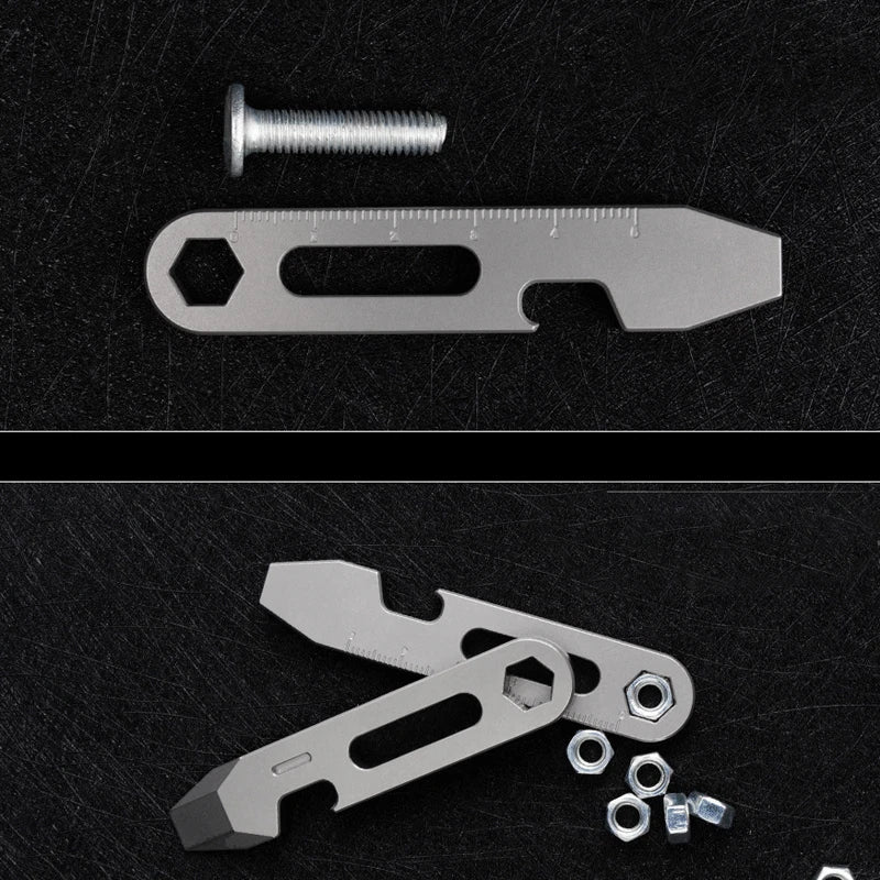 1PC Outdoor Mini Titanium Alloy Keychain Pry Bar Crowbar Opener EDC Multi Tools 07FC0E-D4 - KOEEK