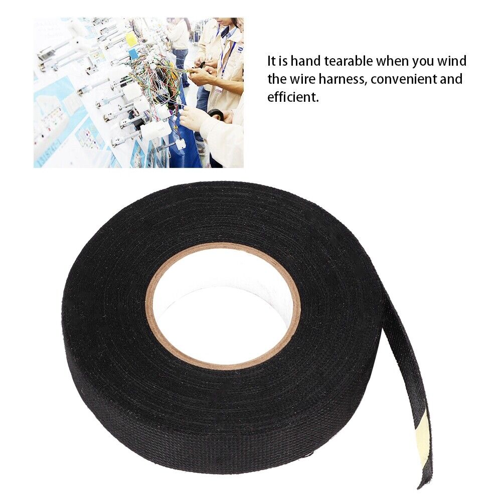 new 15mx19mm Cloth Adhesive Black Tape Insulation Wiring Harness For Car Tool koeek - KOEEK