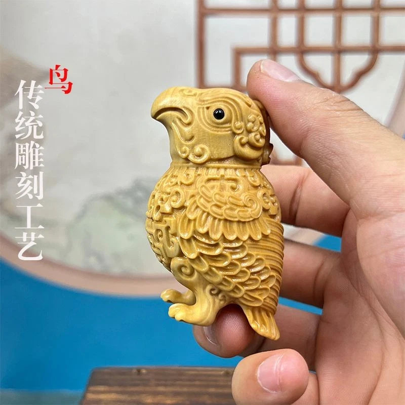 6.5cm Boxwood Carved Hand Piece Home Décor Gift Chinese Style Ornament 07FC0E-D4 - KOEEK