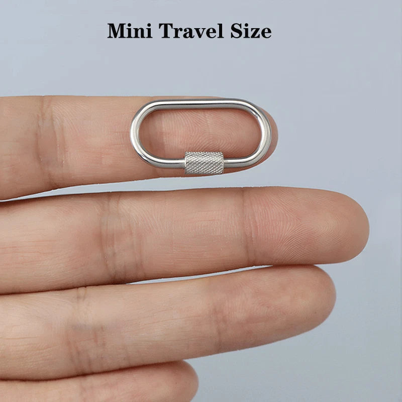 2pcs Mini Climbing Stainless Steel Screw Carabiner Lock Clasp Keychain Clip Hook 07FC0E-D4 - KOEEK