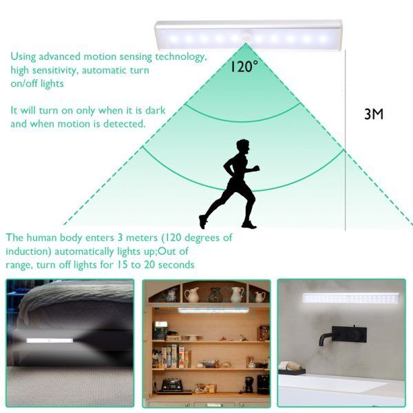 ny 60 LED Luz Magnetica Lampara Con Sensor de Movimiento Luces for Gabinete Casa