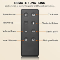 new  Replacement Remote Control for Bose TV Speaker/Bose  bose, Black 07FC0E-D4 - KOEEK