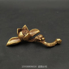 Solid Brass Lotus Frog Mini Ornament Retro Tea Ceremony Tea Pet Bronze Carving 07FC0E-D4 - KOEEK