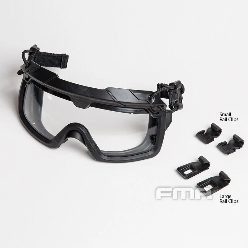 FMA Tactical Helmet Goggles Anti-fog Transparent 3MM Lens Rail Clips FAST Helmet 07FC0E-D4 - KOEEK