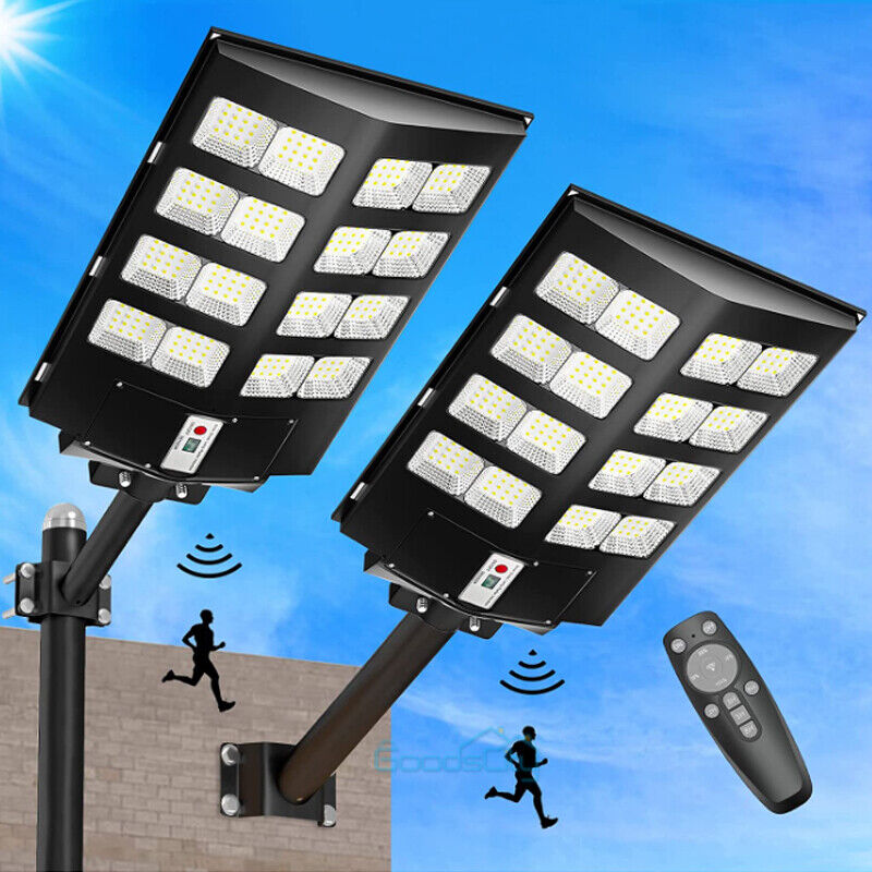 nye Solar Street Lights Commercial 6500K for Basketball Court Road Playground 2 PACK