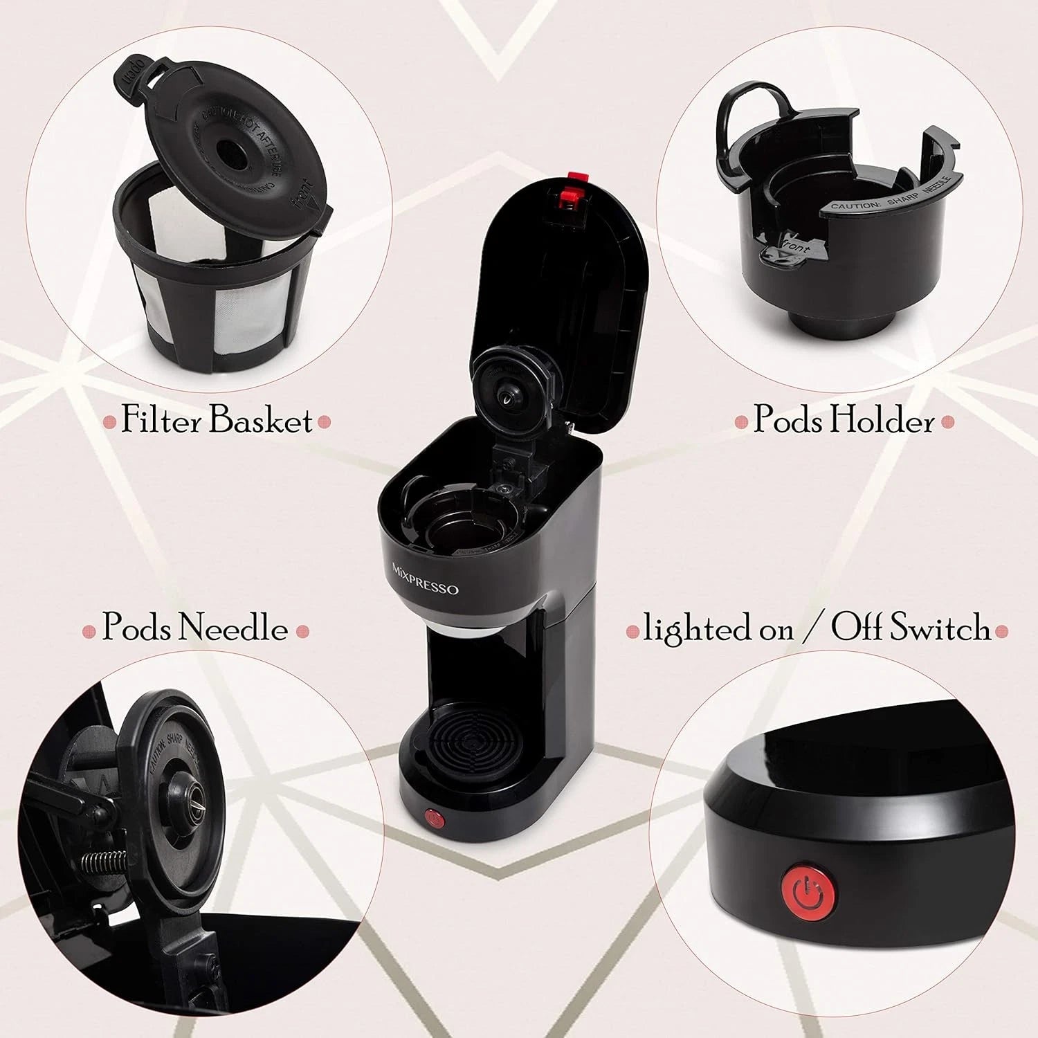 2-in-1 coffee maker – single-cup brewing and grinding coffee maker 07FC0E-D4 - KOEEK