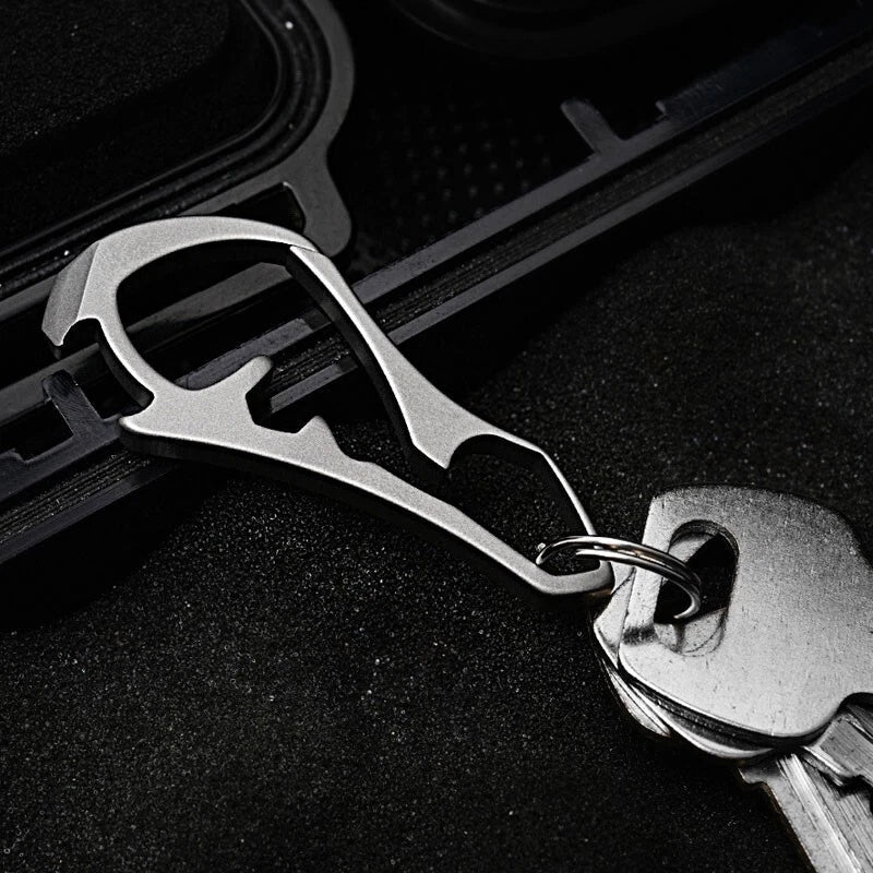EDC Titanium Alloy Keychain Carabiner Waist Fast Hanging Buckle Bottle Opener 07FC0E-D4 - KOEEK