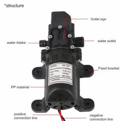 ny 12V vanntrykksmembranpumpe selvsugende pumpe 130 PSI 70W Båt RV