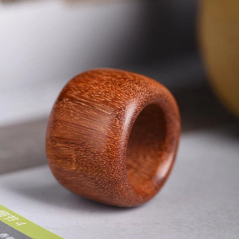 Indonesian Rosewood Thumb Ring Gold Star Wood Band Unisex Gift 07FC0E-D4 - KOEEK