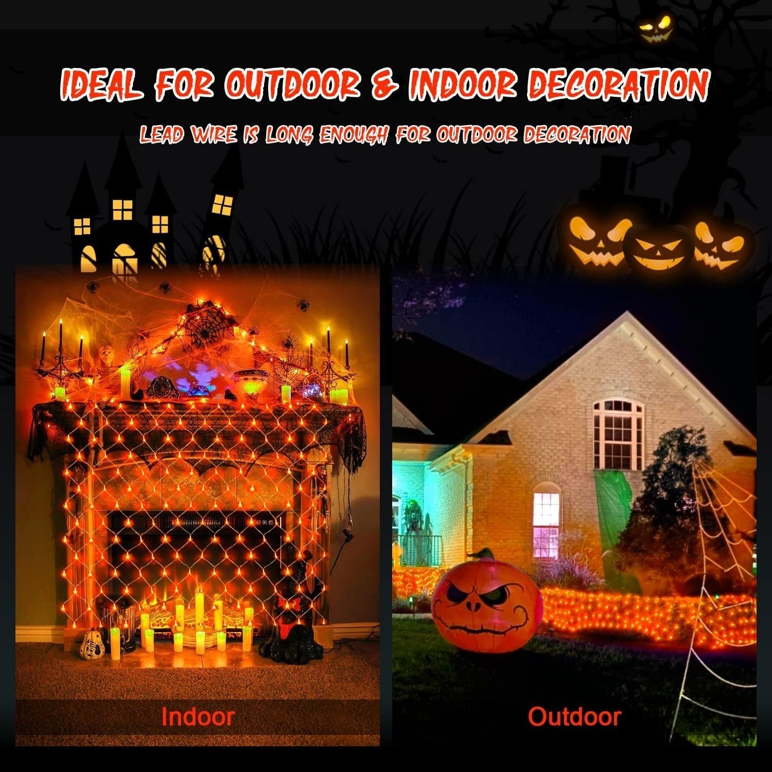 "Outdoor String Net Lights Mesh Fairy Christmas and Halloween Lights for Bushes 07FC0E-D4 - KOEEK