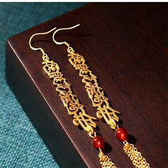 1Pair Exquisite Gilding Amitabha Earrings Retro Ear Pendant Decoration 07FC0E-D4 - KOEEK