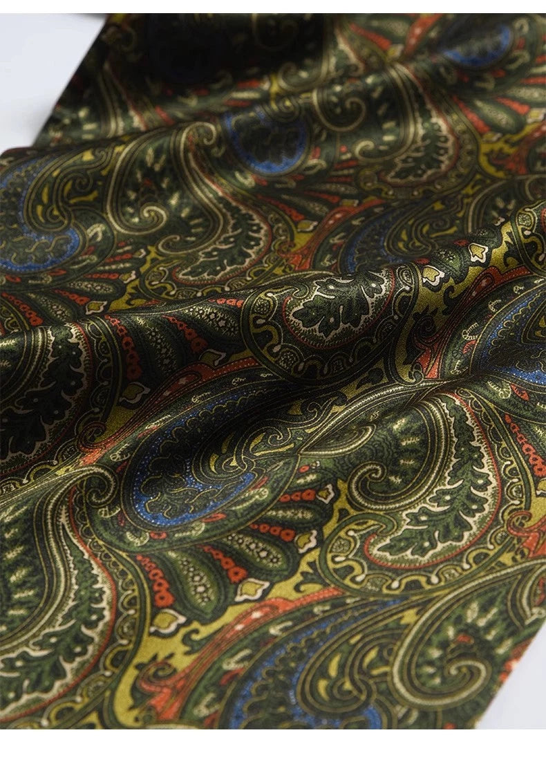 Mulberry Silk Scarf Men Women Neckerchief Paisley Double-layer double-sided 07FC0E-D4 - KOEEK