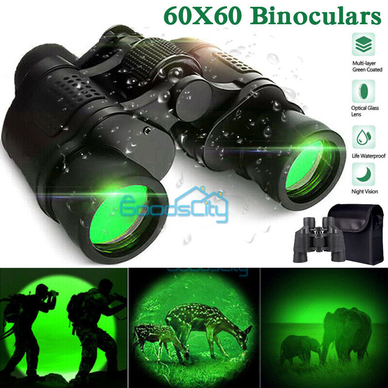 ny 60x60 HD Night Vision Militær Zoom Kraftig kikkert Teleskop Jakt og etui