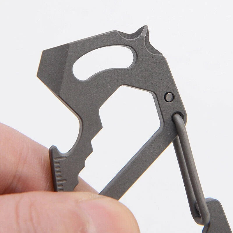 Titanium Alloy Keychain Carabiner Opener Wrench Outdoor Camping Multi EDC Tools 07FC0E-D4 - KOEEK