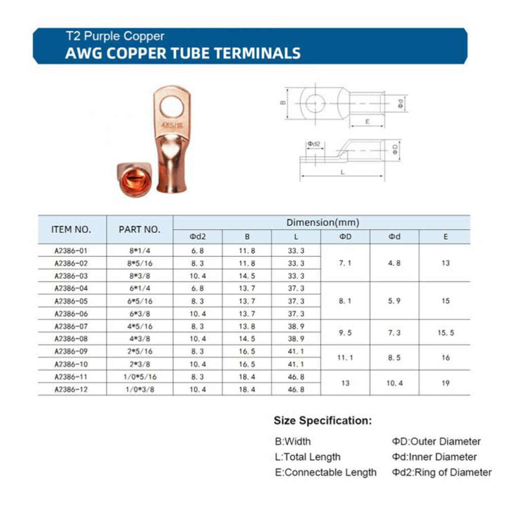 new  10 Pcs Car Battery Terminal Cable Lug Terminals Welding Wire Connectors koeek - KOEEK