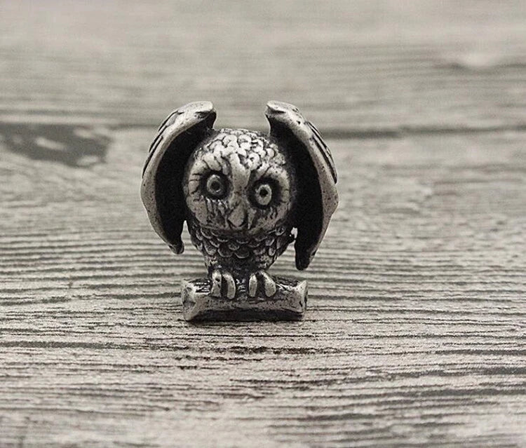 Brass Owl Bead Paracord EDC Knife Lanyard Beads Keychain Charms DIY Pendant Bead 07FC0E-D4 - KOEEK
