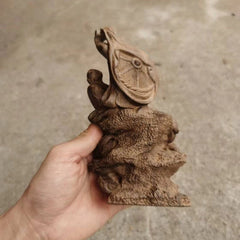 17*9cm Vietnamese Agarwood Carved Dragon Arhat Figurine Feng Shui Wealth Gift 07FC0E-D4 - KOEEK