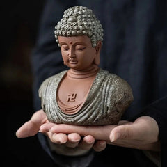 6" Porcelain Sakyamuni Buddha Head Bust Statue Shrine Home Buddhism Decoration 07FC0E-D4 - KOEEK