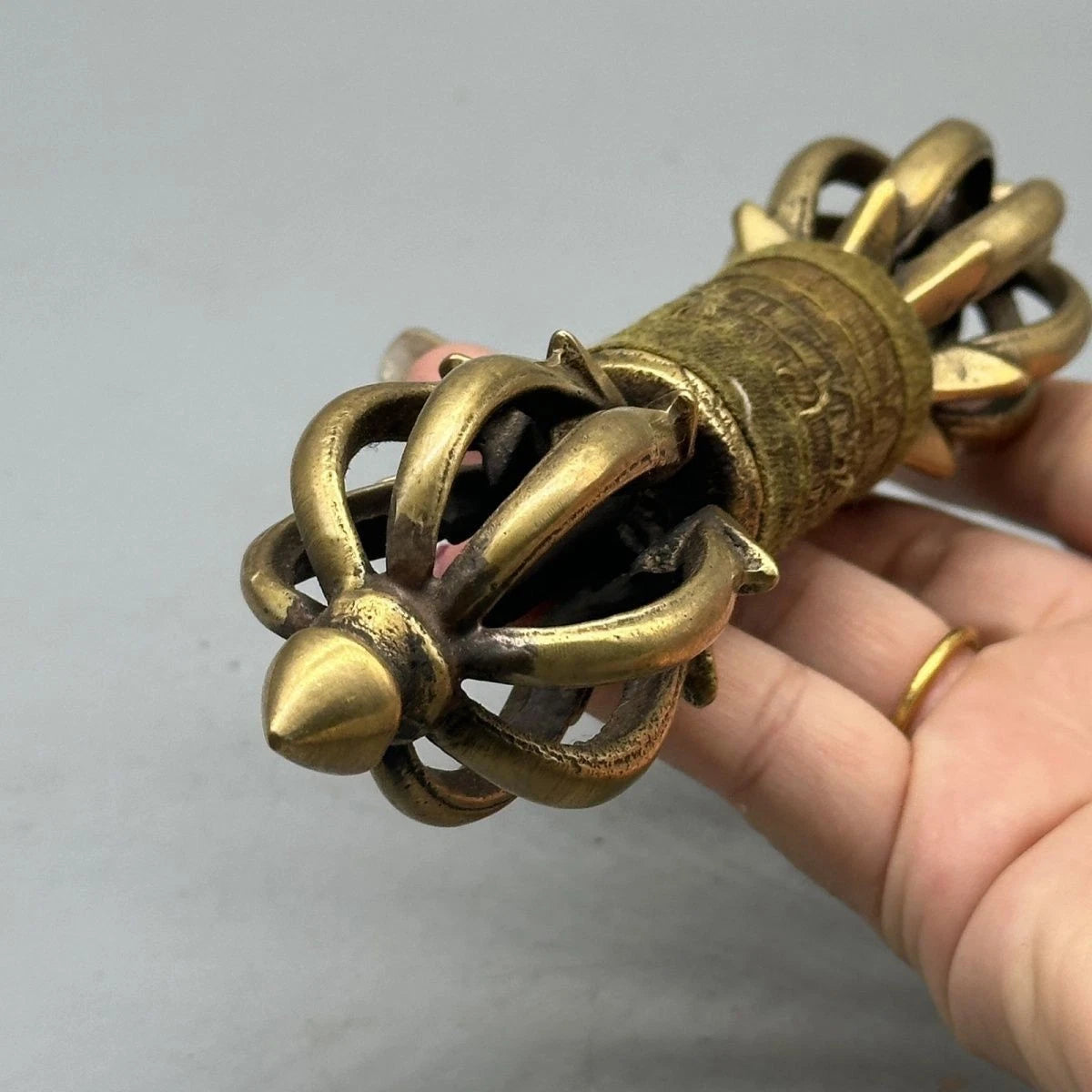 Nepalese Copper Nine-Prong Vajra Large Tibetan Ritual Item Handcrafted Amulet 07FC0E-D4 - KOEEK