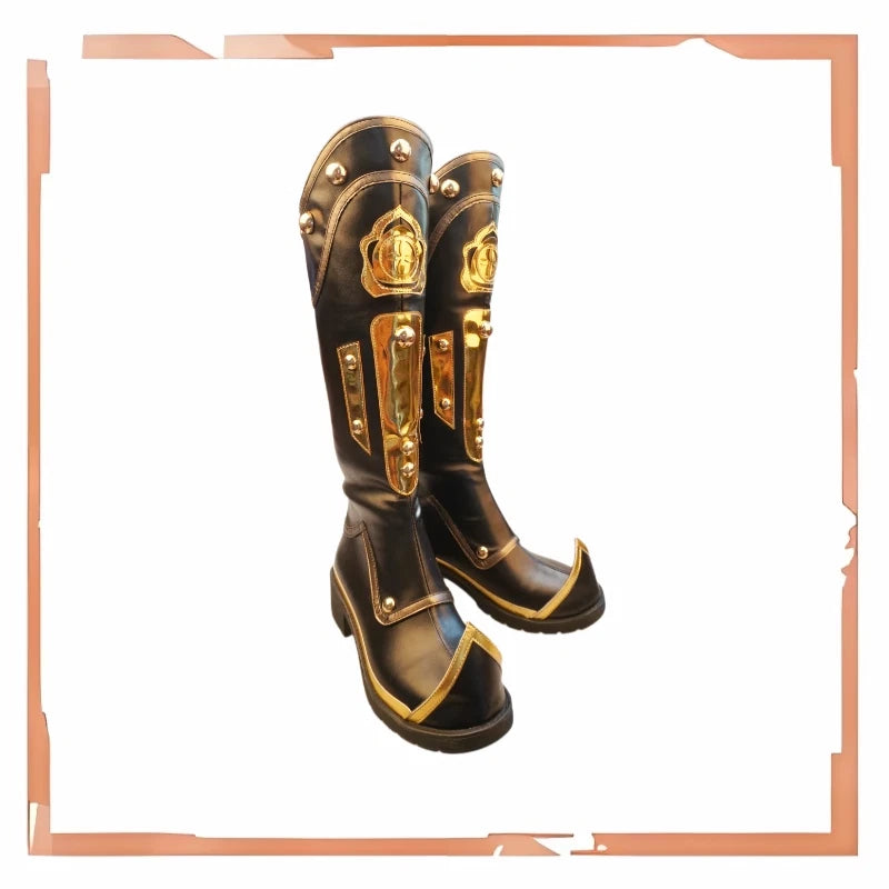 Game Identity Ⅴ Black Crow Zipper Long Boot Thick Soled Cosplay Costume Shoes 07FC0E-D4 - KOEEK