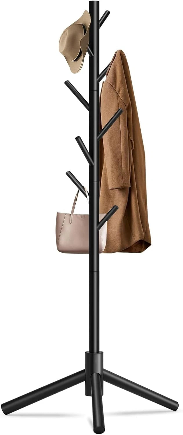 Durable Wooden Coat Rack, Freestanding Coat Rack with Stable Triangular Base 07FC0E-D4 - KOEEK