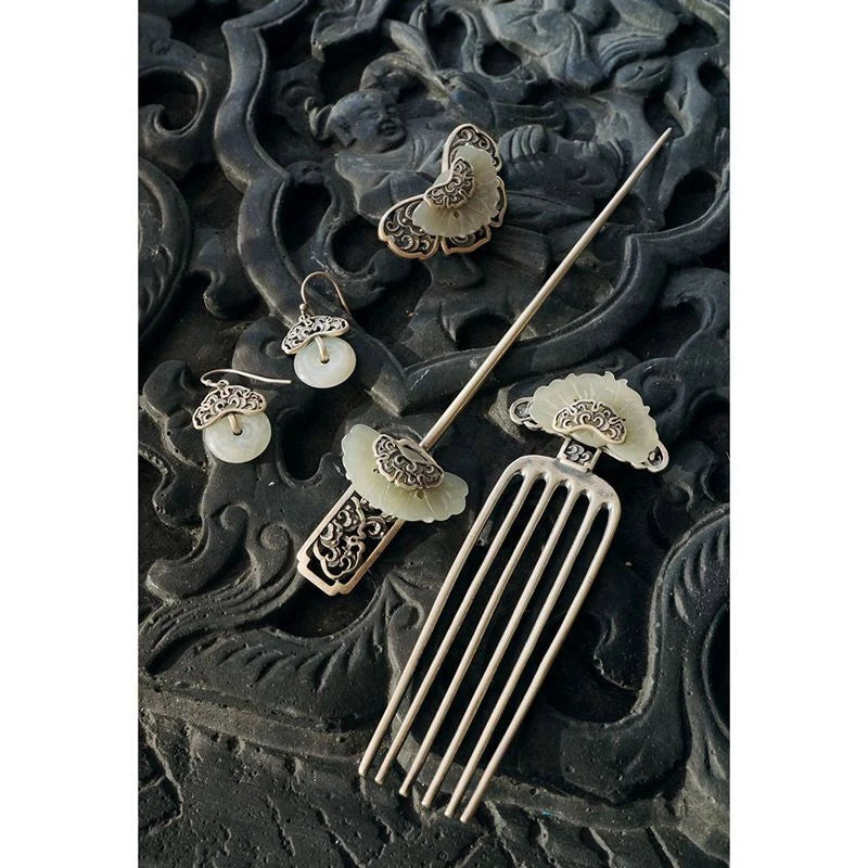 Fan-shaped Chinese National Style Hanfu Hairpin Hanfu Hair Accessories 07FC0E-D4 - KOEEK