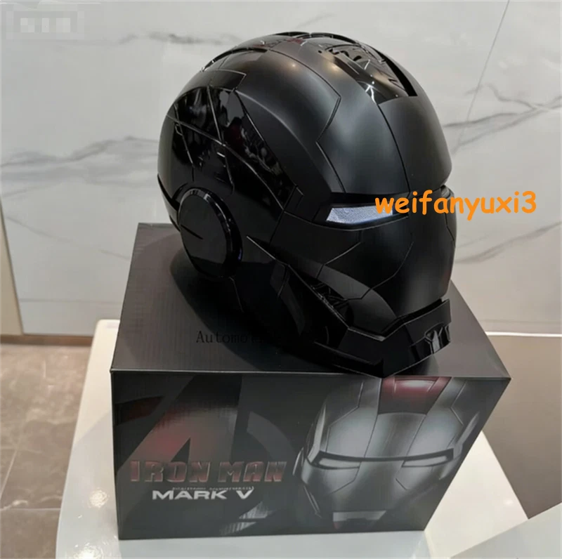Iron Man Full Black Helmet MK5 1/1 Electronic Voice-controlled Mask Cosplay Prop 07FC0E-D4 - KOEEK