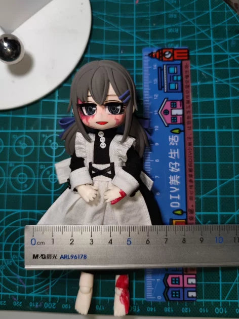 1/12 15cm Teaching Feeling Handmade Clay Girl Doll Maid Dress Custom Model 07FC0E-D4 - KOEEK