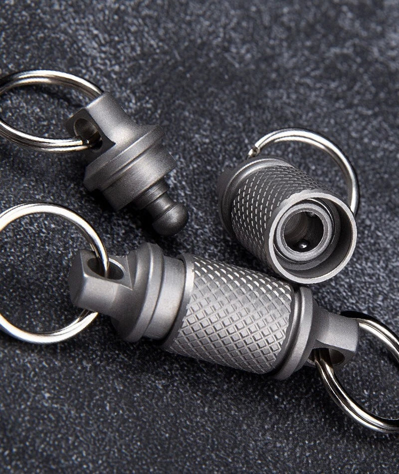 Titanium Alloy Insert Buckle Gimbal Ring Portable Double Keychain PendantEDC EDC - KOEEK
