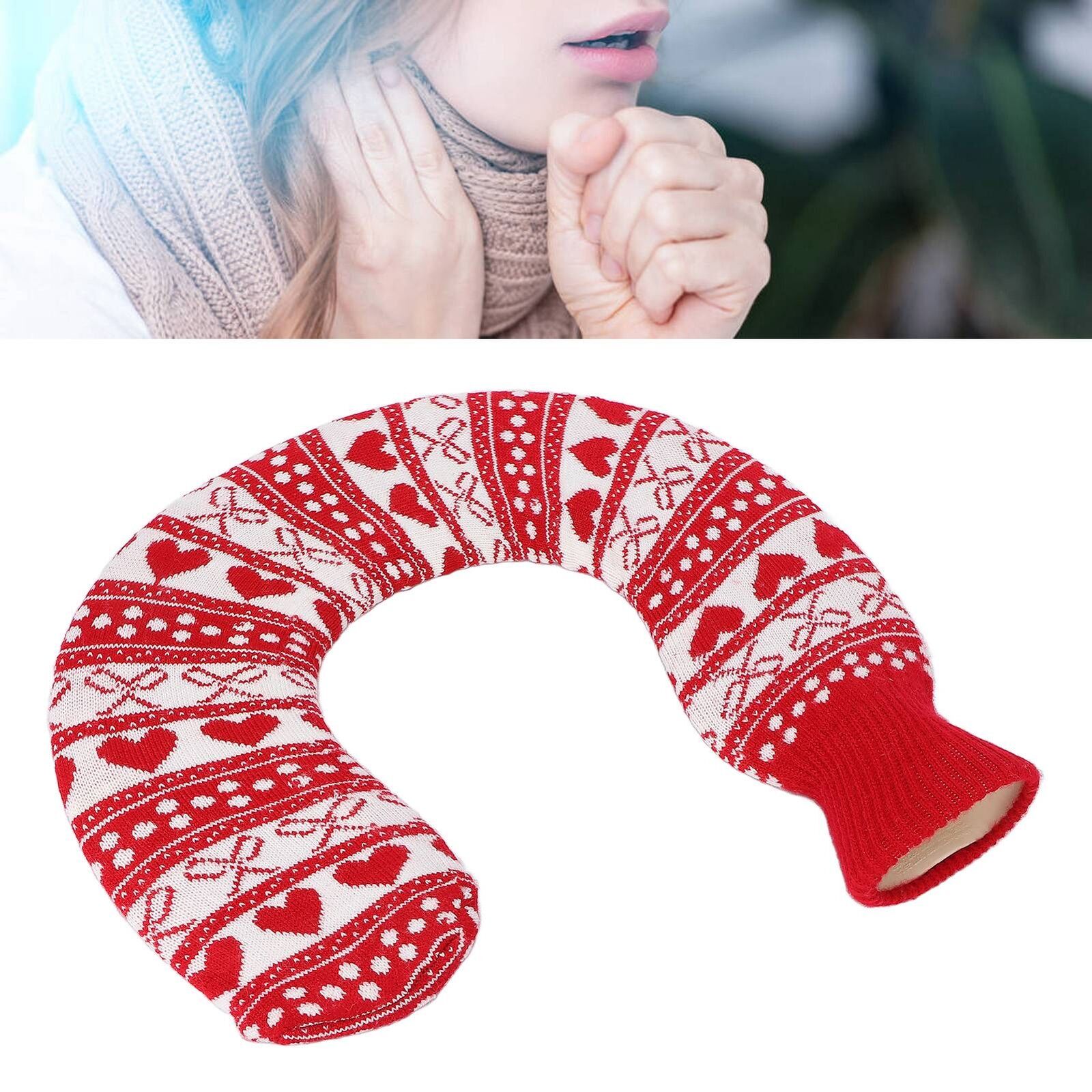 new 1L U Shaped Hot Water Bag Neck Shoulder Knitted Cover For Winter(Type 2 ) HGF koeek - KOEEK