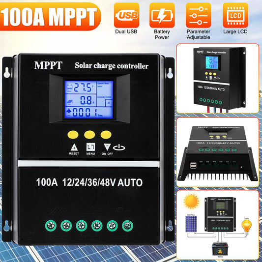 100A MPPT Solarladeregler 12V/24V/36V/48V Auto PV Batterieregler LCD