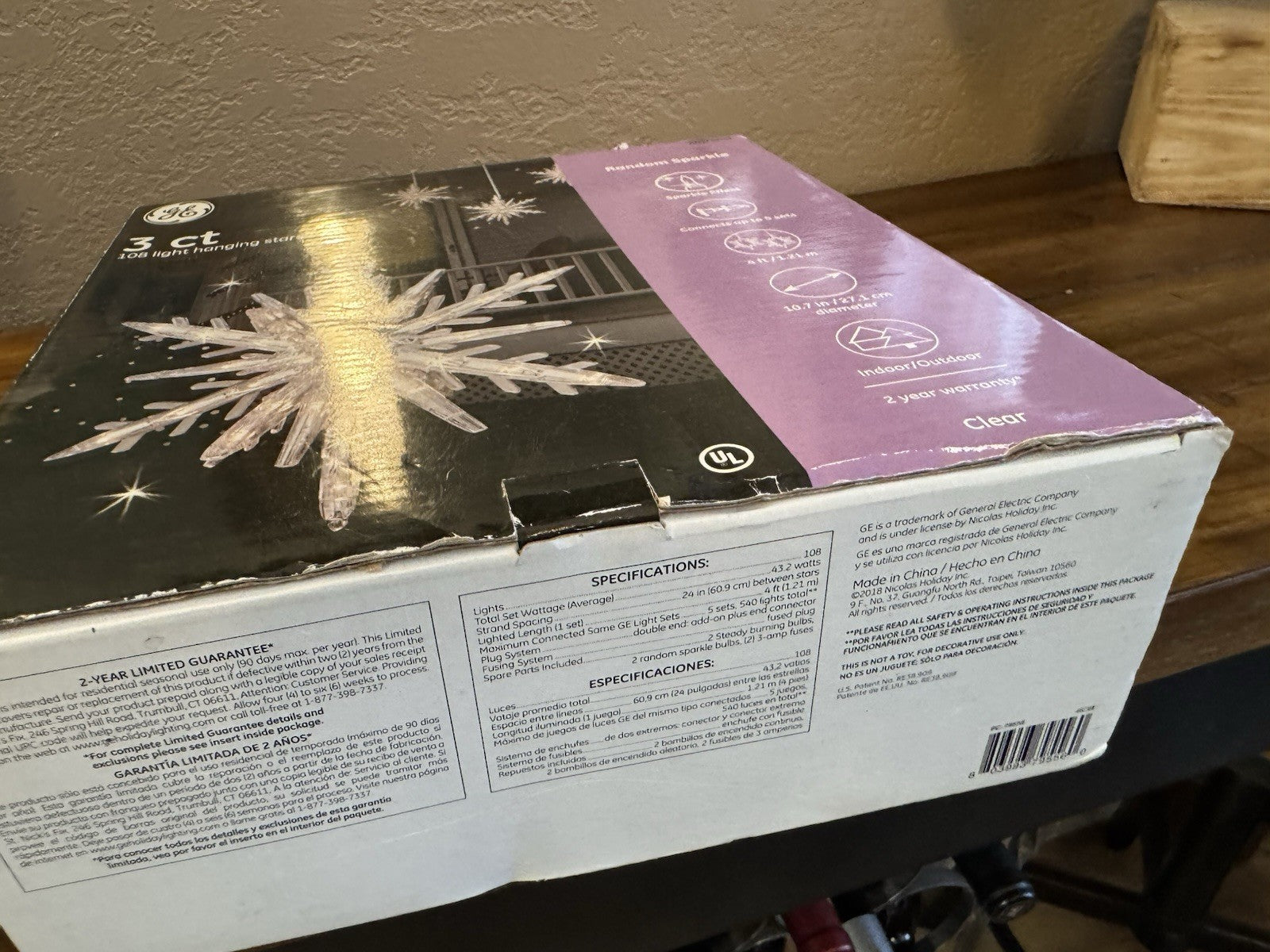3 CT GE Christmas 3D Hanging Star 108  Light Decoration 14” Indoor Outdoor GE - KOEEK