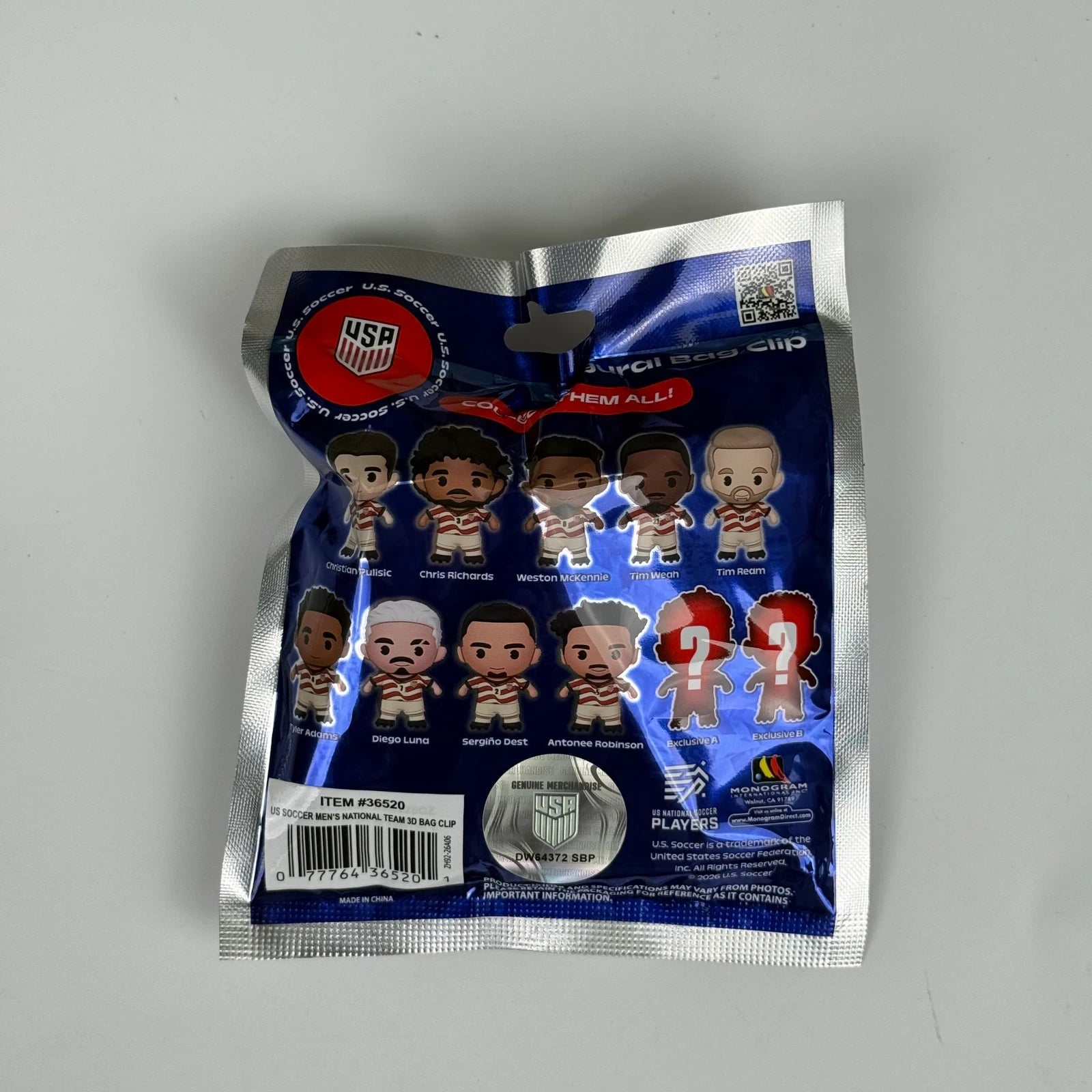 2026 Chris Richards #3 USMNT Soccer Team 3D Vinyl Bag Clip Collectible Keychain 07FC0E-D4 - KOEEK