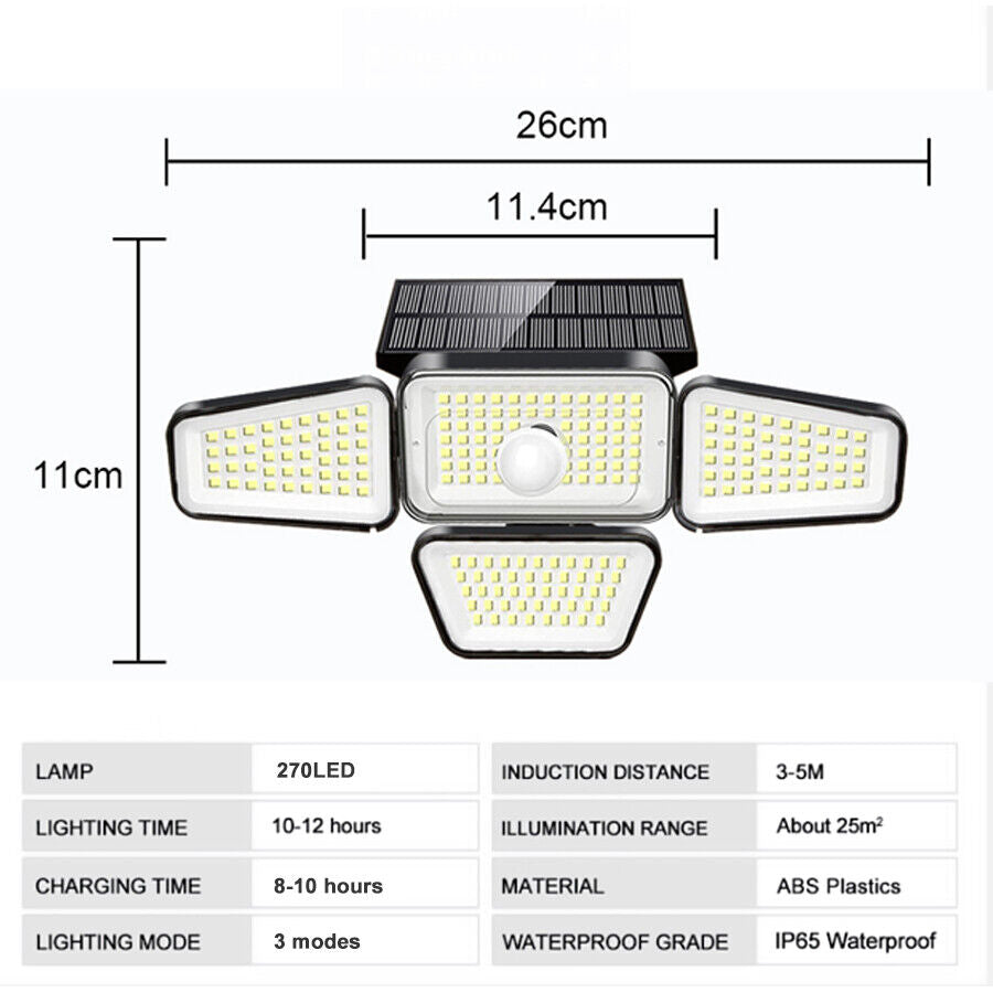 ny 270 LED Luz Lamparas Luces Solares Eksteriør Para Patio Con Sensor De Movimiento