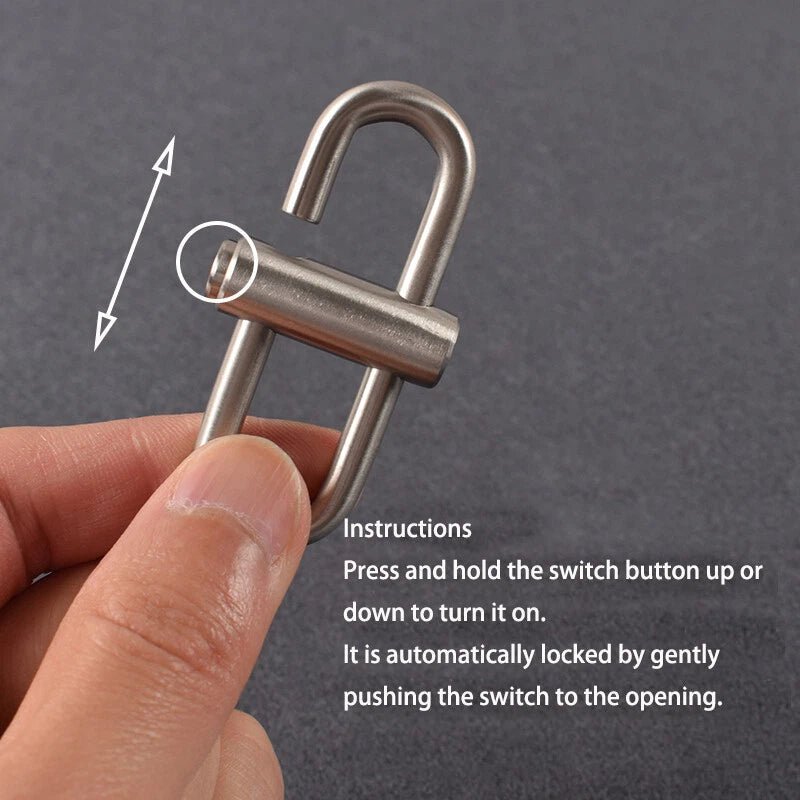 Metal Porable Automatic Lock Keychain Carabiner Key Chain Hanging Buckle Ring 07FC0E-D4 - KOEEK