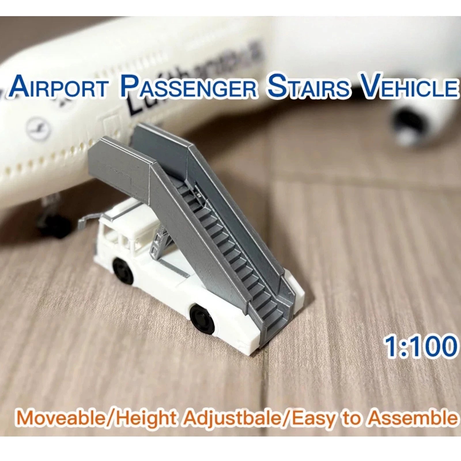 1/100 Airport Accessories Model Unassembled Passenger Stairs+Tugs+Luggage Cart 07FC0E-D4 - KOEEK