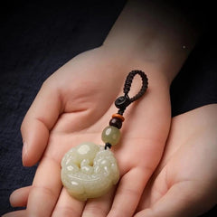 Pi Xiu Car Key Ring Safety Knot Pendant White Jade Pendant Money Drawing 07FC0E-D4 - KOEEK