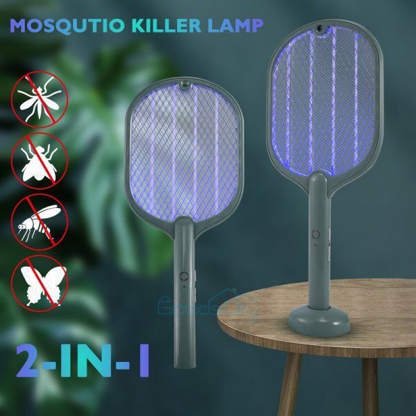 ny 2en1 Raqueta Bug Insectos Zapper Para Mata Mosquitos Electrica USB genopladelig