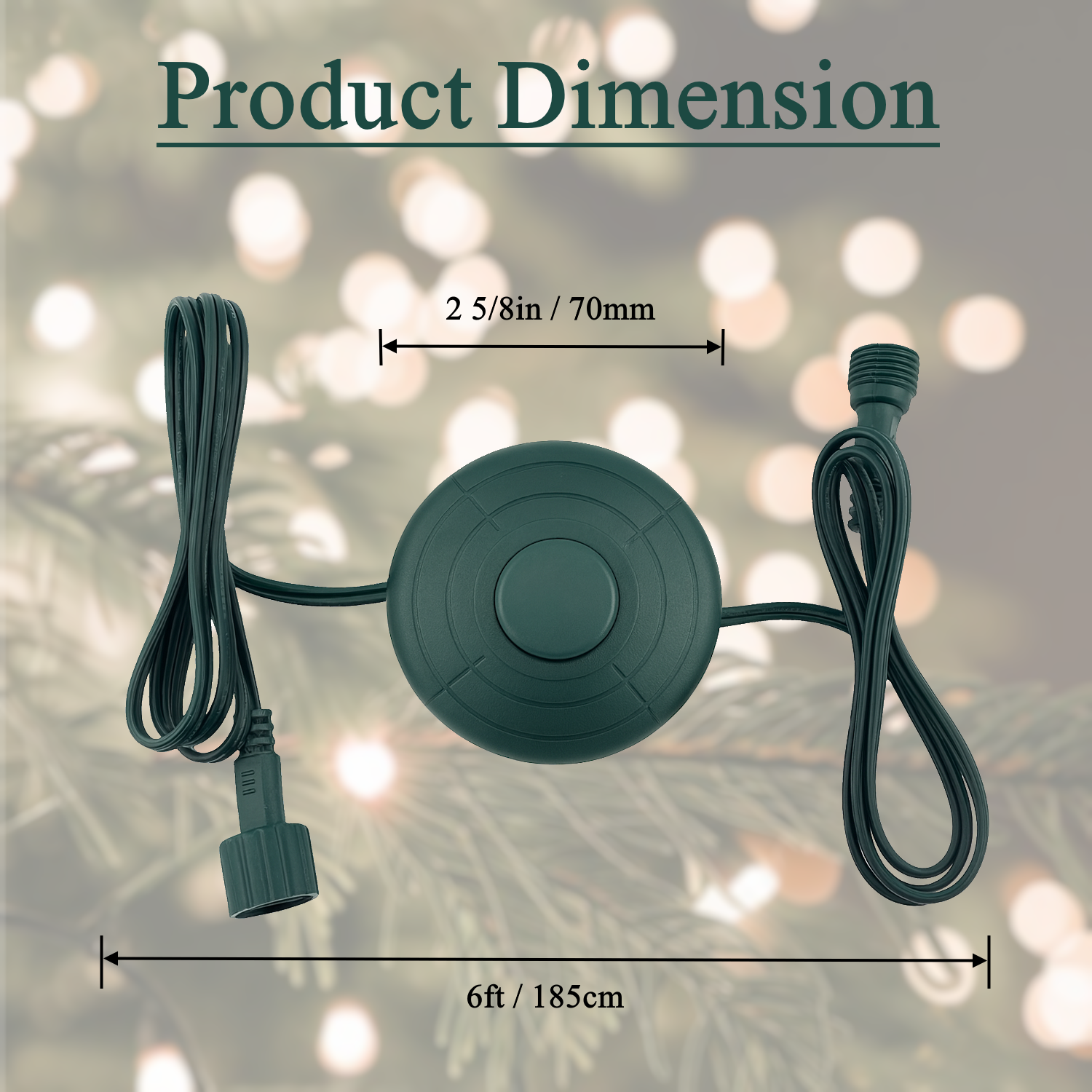 Christmas Tree LED Power Cord Foot Switch Control Raintight 5/8inch Plug 6Ft 07FC0E-D4 - KOEEK