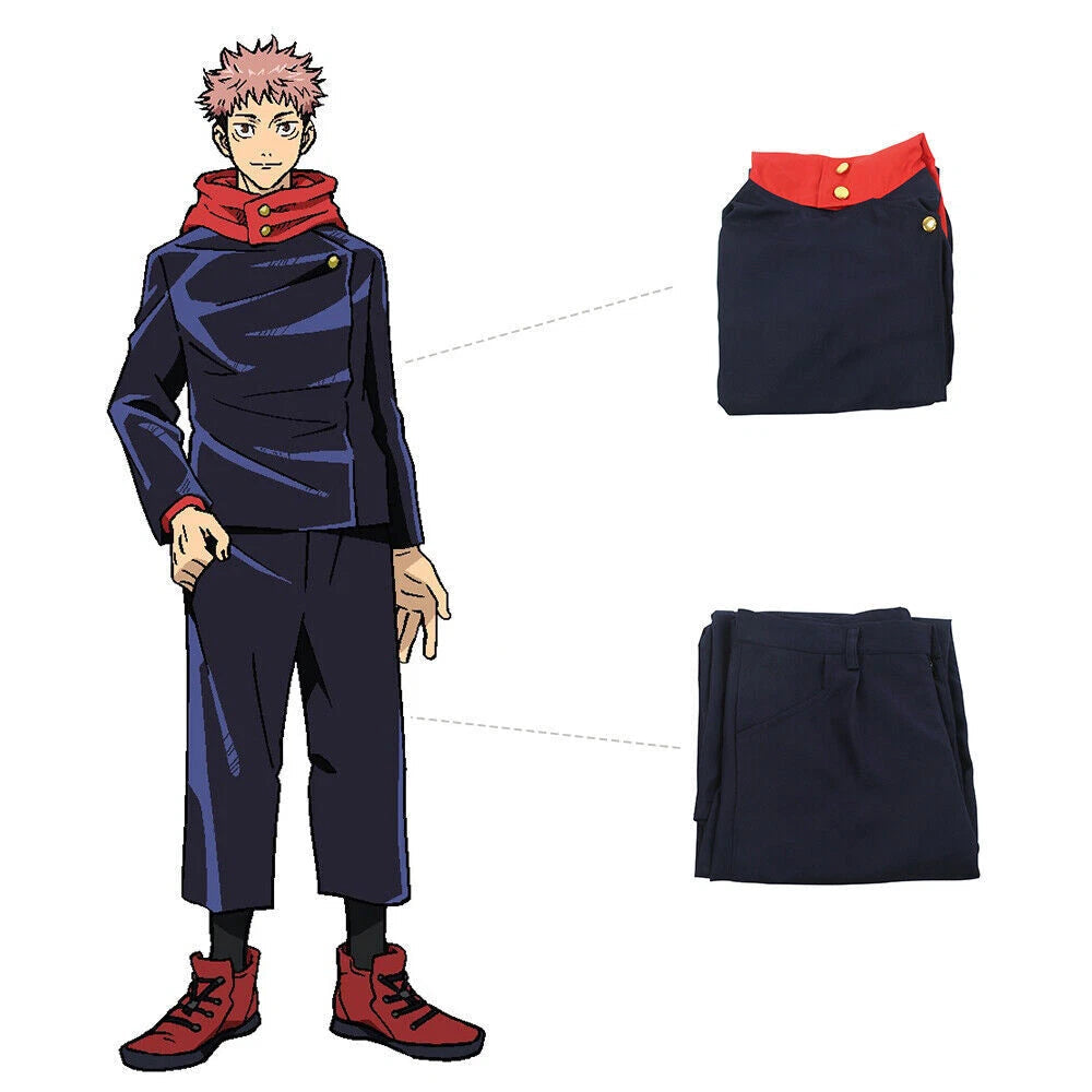 Jujutsu Kaisen Yuji Itadori Cosplay Costume Navy Blue Mens School Suit Uniform 07FC0E-D4 - KOEEK